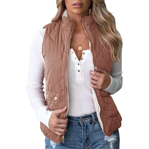 Other - Womens Reversible Quilted Sherpa Fleece Sports Vest Large Lightweight